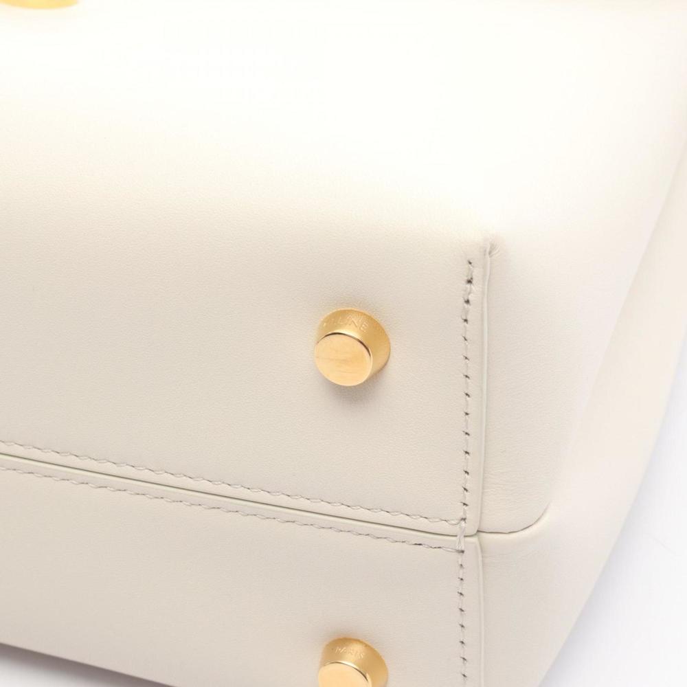 Celine Medium Nino Handbag, Leather, Women's, White, 117523 - Picture 6 of 7